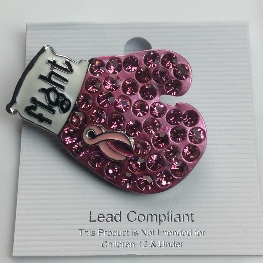 Breast cancer awareness "fight" brooch